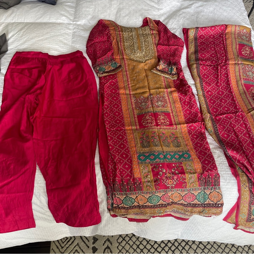 Elegant Red and Gold Kurta Set